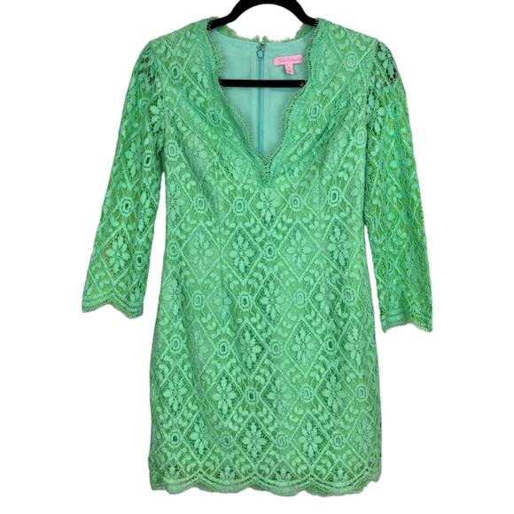 Lilly Pulitzer Meryl Dress Poolside Mint Green Diamond Lace - Picture 3 of 12